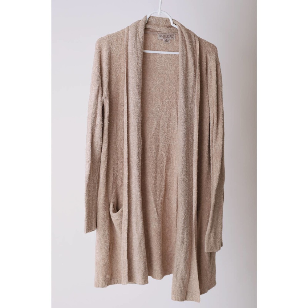 Barefoot dreams cozichic lite beige long cardigan size large with pockets